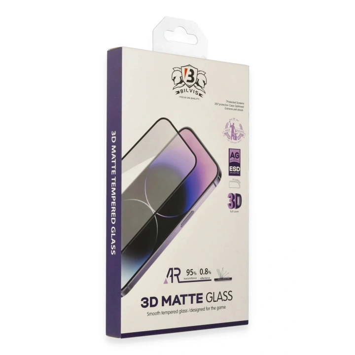 Mey İthalat®  iPhone 13 Pro Max Bilvis 3D Mat Cam Ekran Koruyucu