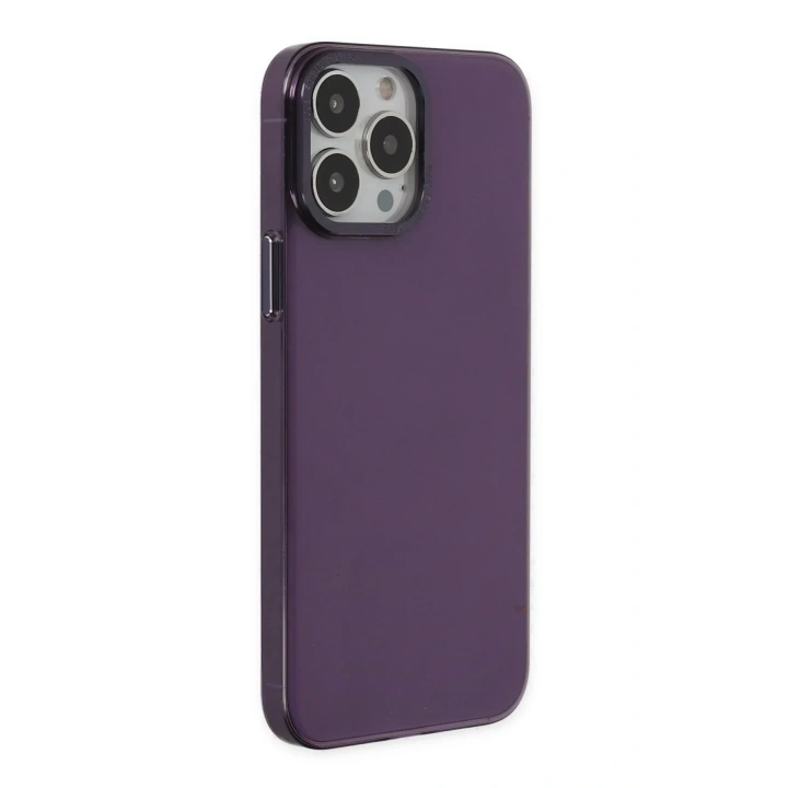 Mey İthalat®  iPhone 13 Pro Max Kılıf Anka PC Sert Metal Kapak - Mor