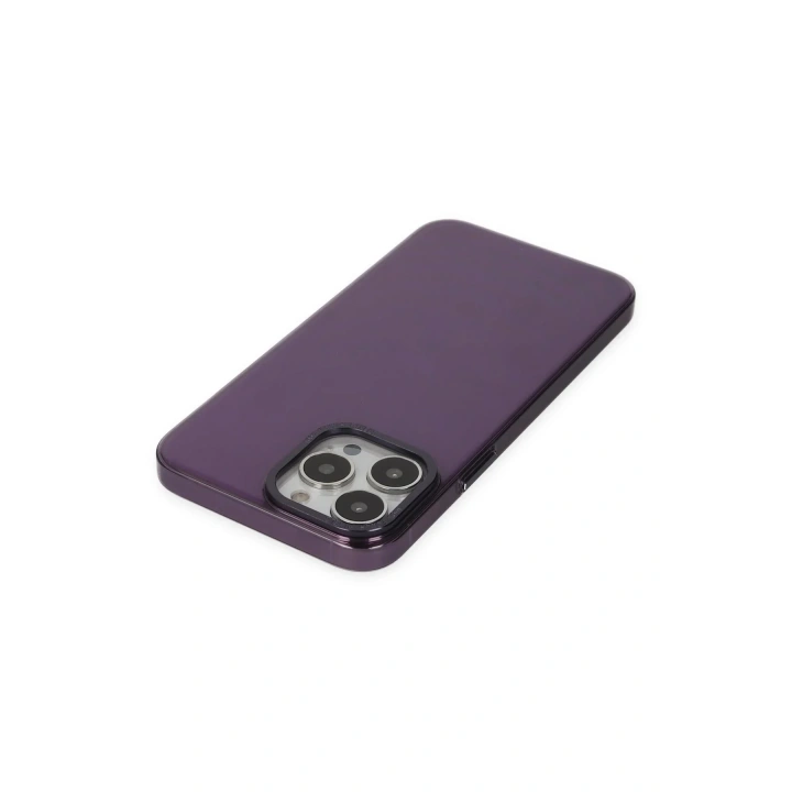 Mey İthalat®  iPhone 13 Pro Max Kılıf Anka PC Sert Metal Kapak - Mor