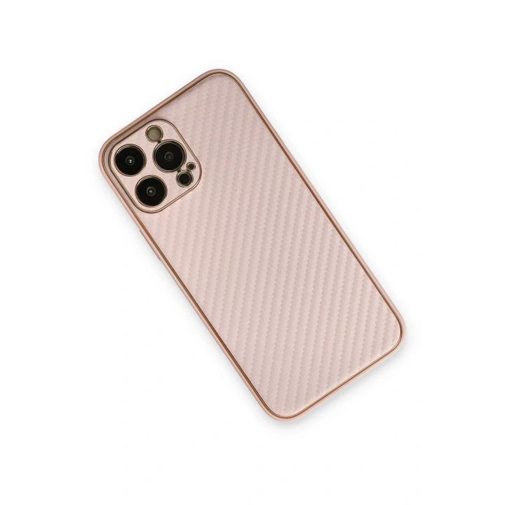 Mey İthalat®  iPhone 13 Pro Max Kılıf Coco Karbon Silikon - Pembe