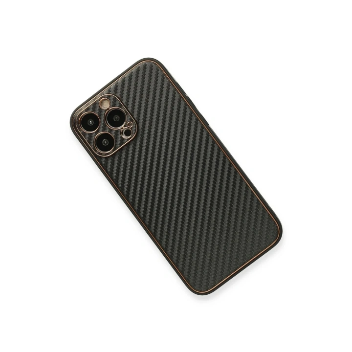 Mey İthalat®  iPhone 13 Pro Max Kılıf Coco Karbon Silikon - Siyah