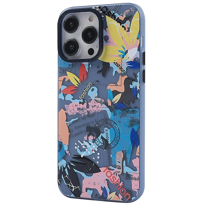 Mey İthalat®  iPhone 13 Pro Max Kılıf  Desenli Kapak -  Pembe - 1