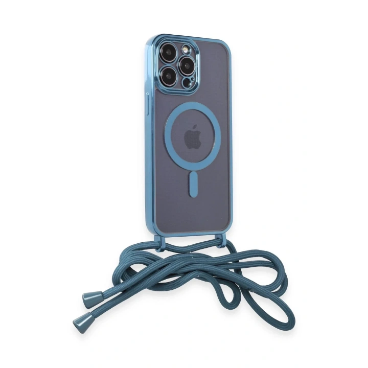Mey İthalat®  iPhone 13 Pro Max Kılıf Divo Lazer Askılı Magsafe Kapak - Sierra Blue