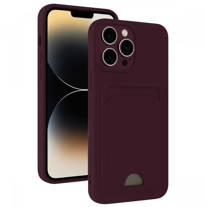 Mey İthalat®  iPhone 13 Pro Max Kılıf Kelvin Kartvizitli Silikon - Derin Mor