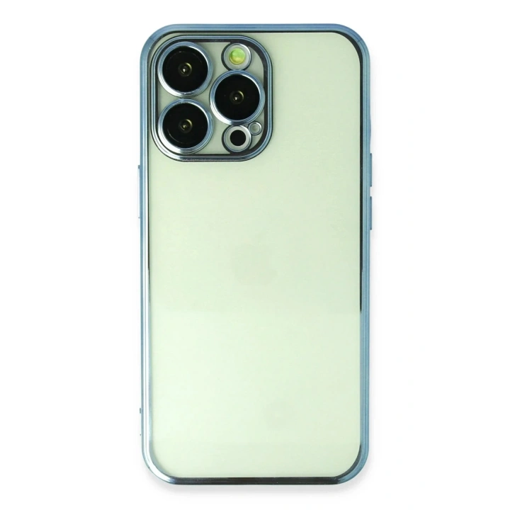 Mey İthalat®  iPhone 13 Pro Max Kılıf  Lensli Silikon - Açık Mavi