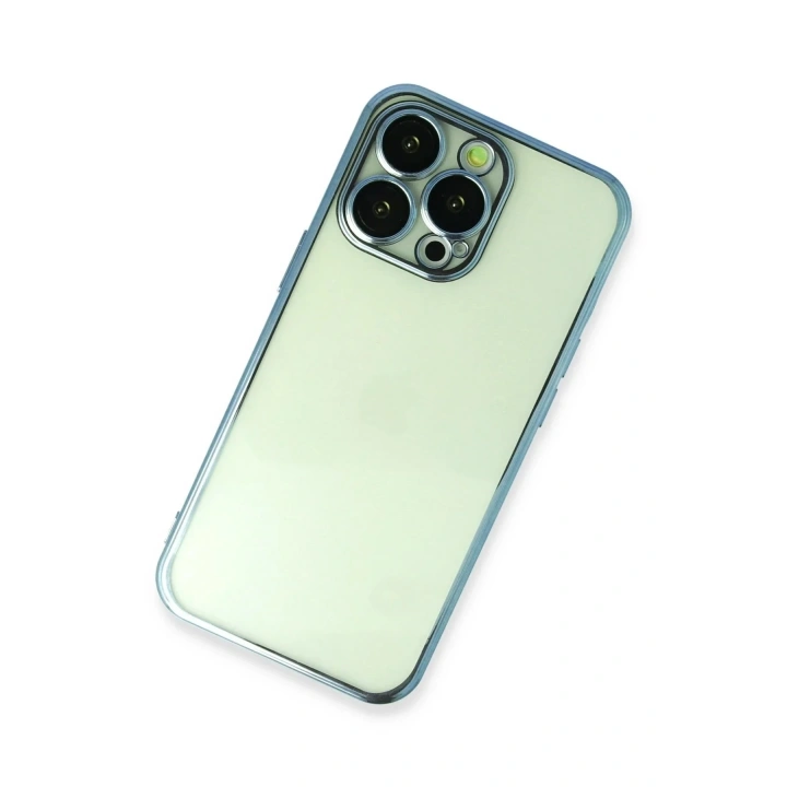 Mey İthalat®  iPhone 13 Pro Max Kılıf  Lensli Silikon - Açık Mavi