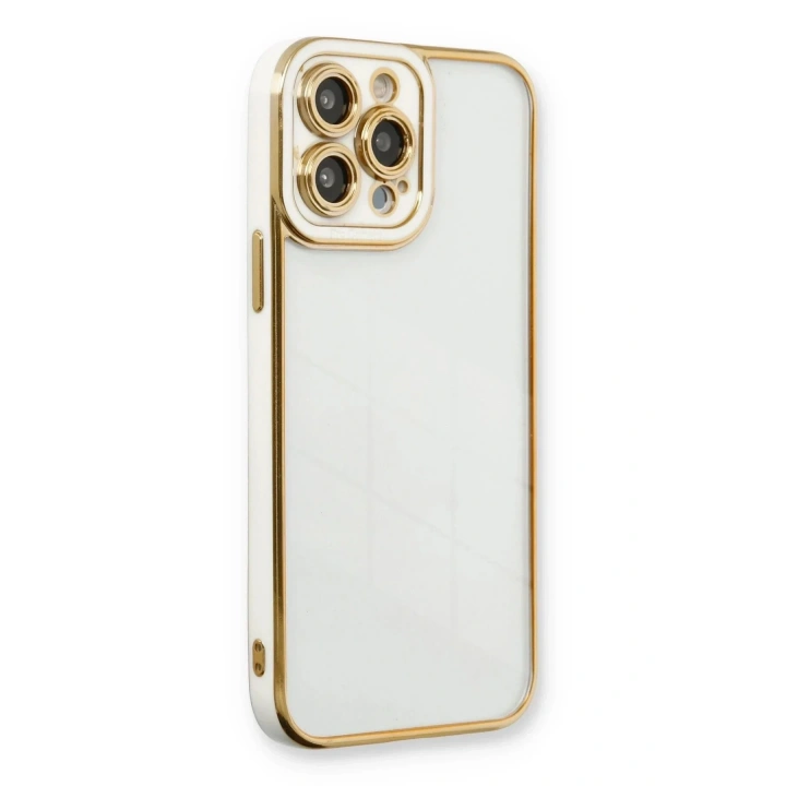Mey İthalat®  iPhone 13 Pro Max Kılıf Liva Lens Silikon - Beyaz