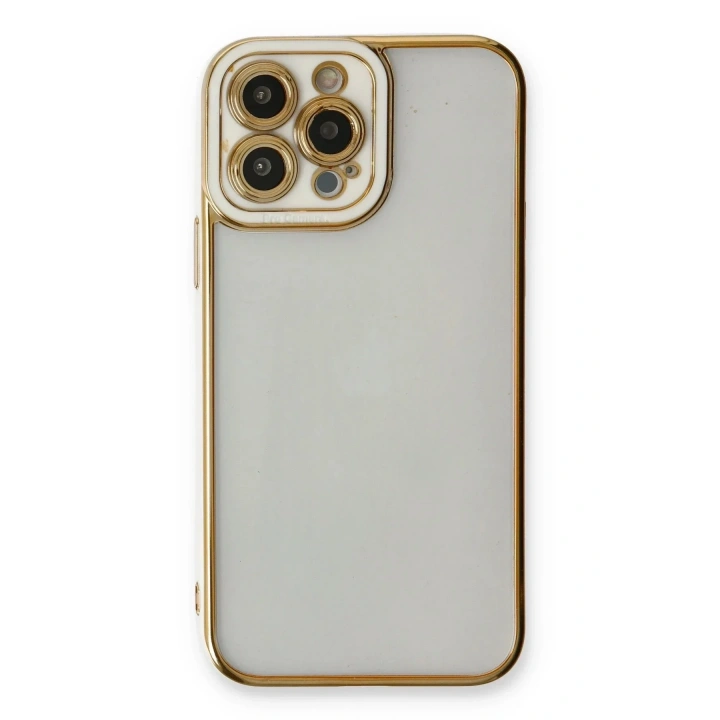 Mey İthalat®  iPhone 13 Pro Max Kılıf Liva Lens Silikon - Beyaz