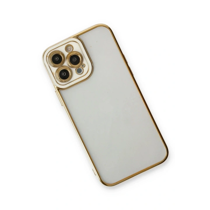 Mey İthalat®  iPhone 13 Pro Max Kılıf Liva Lens Silikon - Beyaz