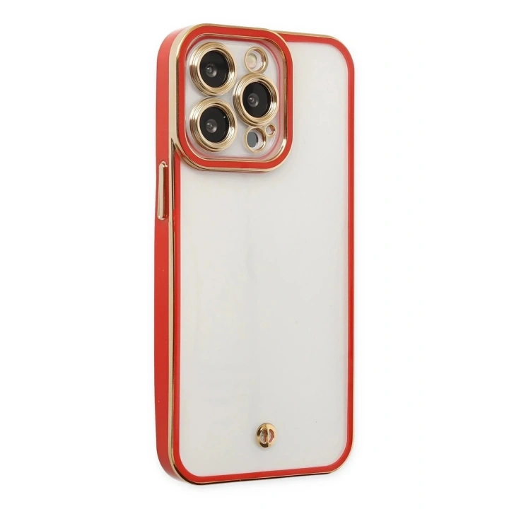 Mey İthalat®  iPhone 13 Pro Max Kılıf Liva Lens Silikon - Kırmızı