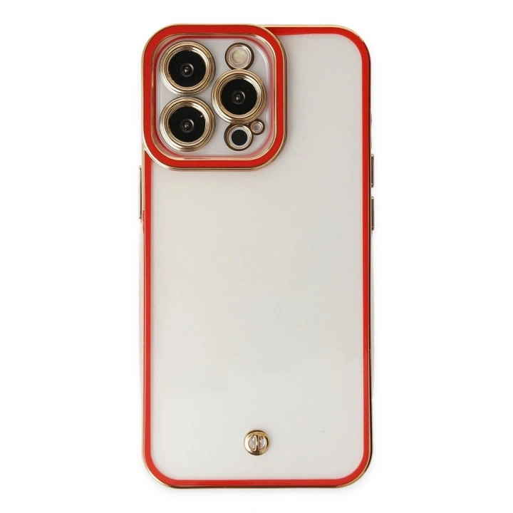 Mey İthalat®  iPhone 13 Pro Max Kılıf Liva Lens Silikon - Kırmızı
