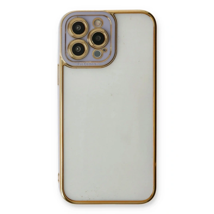 Mey İthalat®  iPhone 13 Pro Max Kılıf Liva Lens Silikon - Lila