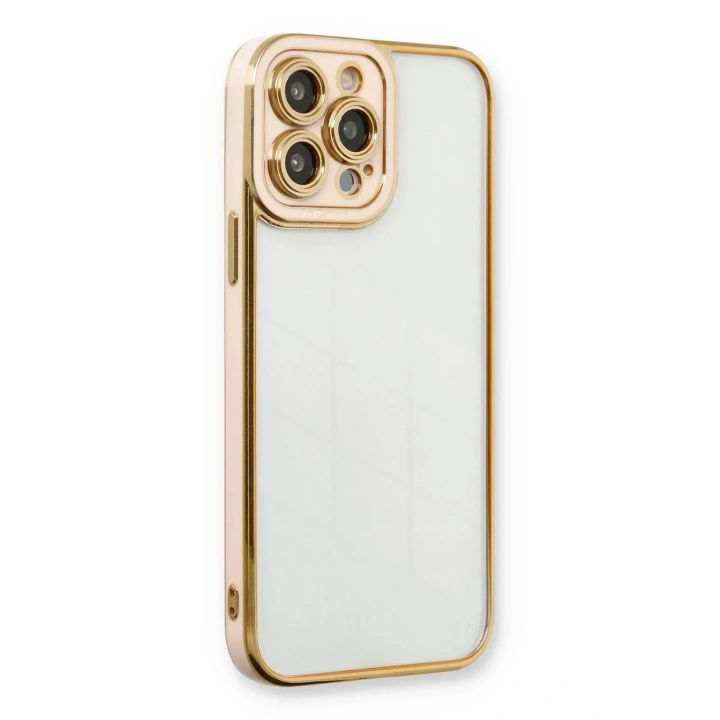 Mey İthalat®  iPhone 13 Pro Max Kılıf Liva Lens Silikon - Pudra