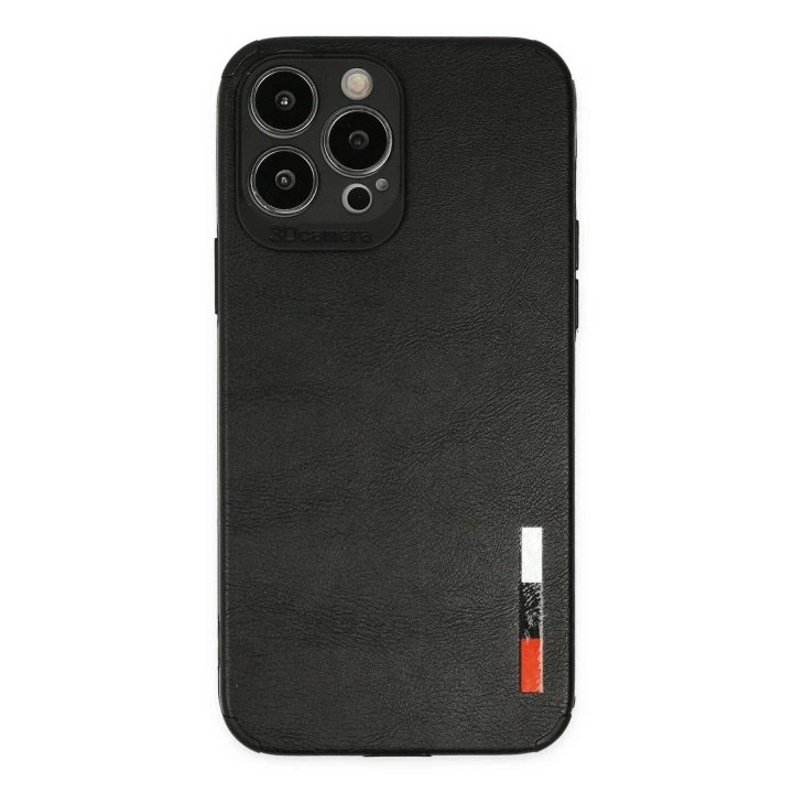 Mey İthalat®  iPhone 13 Pro Max Kılıf Loop Deri Silikon - Siyah