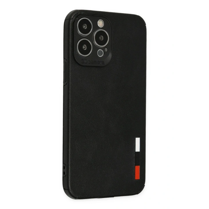 Mey İthalat®  iPhone 13 Pro Max Kılıf Loop Deri Silikon - Siyah