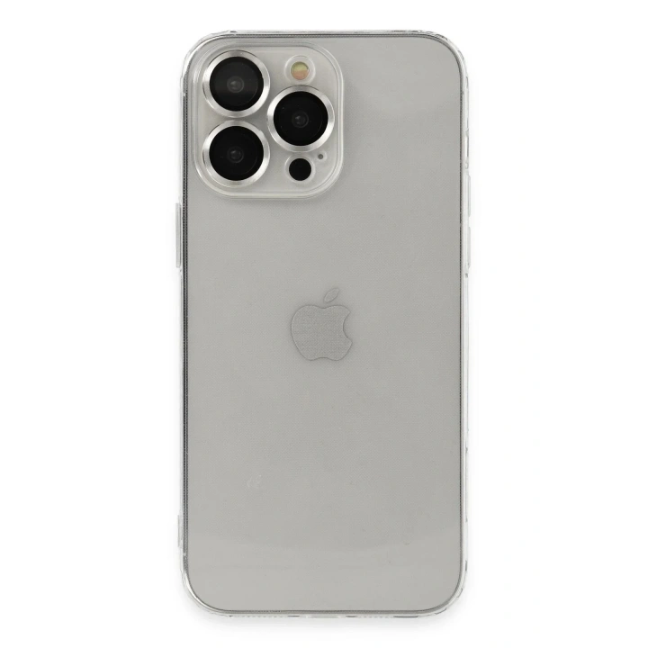 Mey İthalat®  iPhone 13 Pro Max Kılıf Luko Lens Silikon - Gümüş