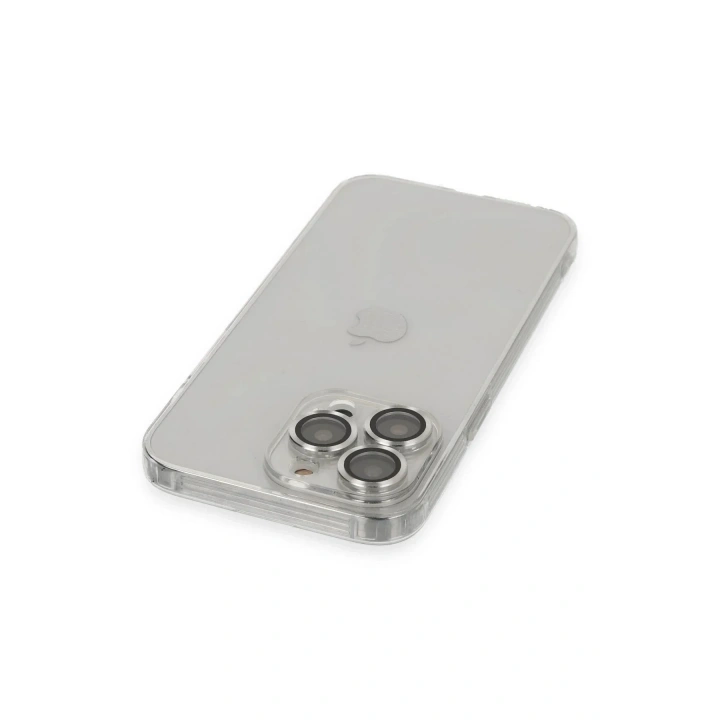 Mey İthalat®  iPhone 13 Pro Max Kılıf Luko Lens Silikon - Gümüş