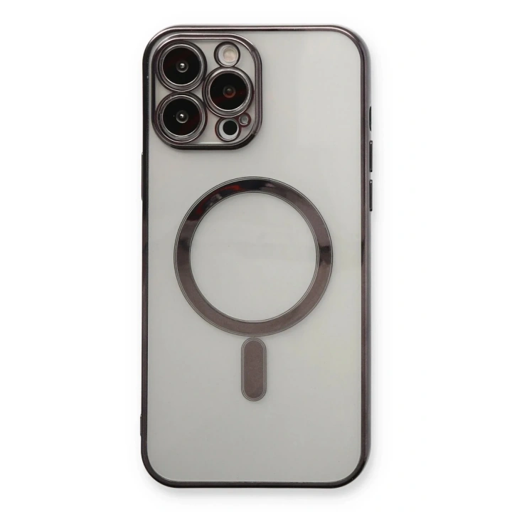 Mey İthalat®  iPhone 13 Pro Max Kılıf Magneticsafe Lazer Silikon - Siyah