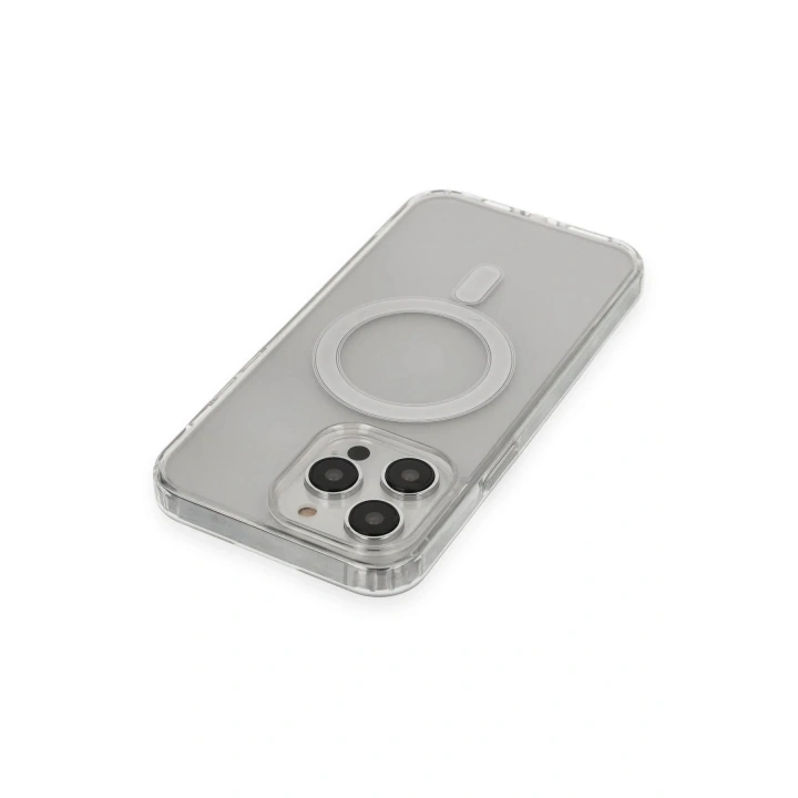 Mey İthalat®  iPhone 13 Pro Max Kılıf Matte Şeffaf Magneticsafe - Şeffaf