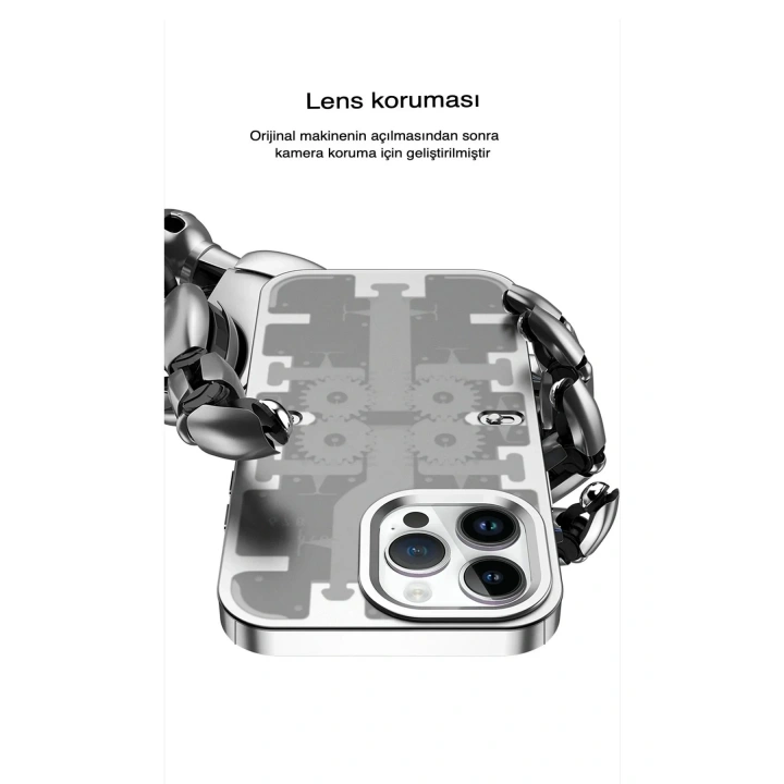 Mey İthalat®  iPhone 13 Pro Max Kılıf Mekanik Bumper Kapak - Derin Mor
