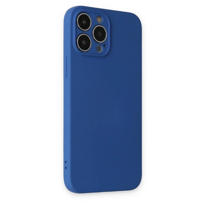Mey İthalat®  iPhone 13 Pro Max Kılıf Nano içi Kadife Silikon - Lacivert