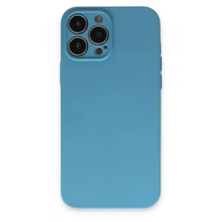 Mey İthalat®  iPhone 13 Pro Max Kılıf Nano içi Kadife Silikon - Mavi