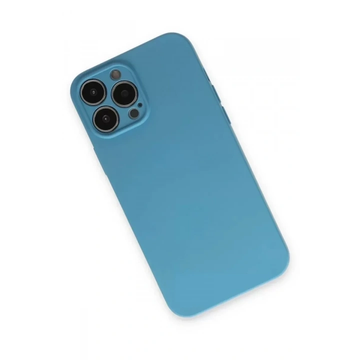 Mey İthalat®  iPhone 13 Pro Max Kılıf Nano içi Kadife Silikon - Mavi