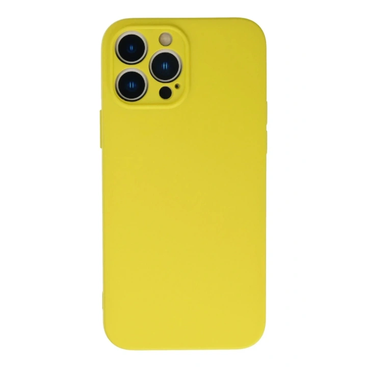 Mey İthalat®  iPhone 13 Pro Max Kılıf Nano içi Kadife Silikon - Sarı