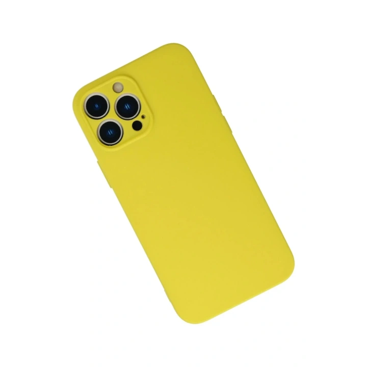 Mey İthalat®  iPhone 13 Pro Max Kılıf Nano içi Kadife Silikon - Sarı