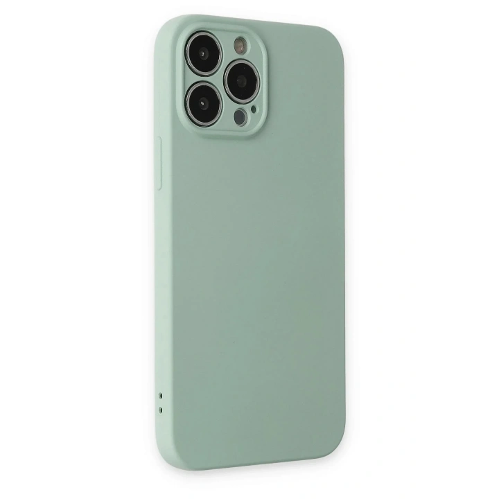 Mey İthalat®  iPhone 13 Pro Max Kılıf Nano içi Kadife Silikon - Su Yeşili