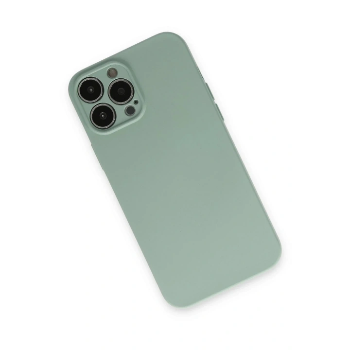 Mey İthalat®  iPhone 13 Pro Max Kılıf Nano içi Kadife Silikon - Su Yeşili