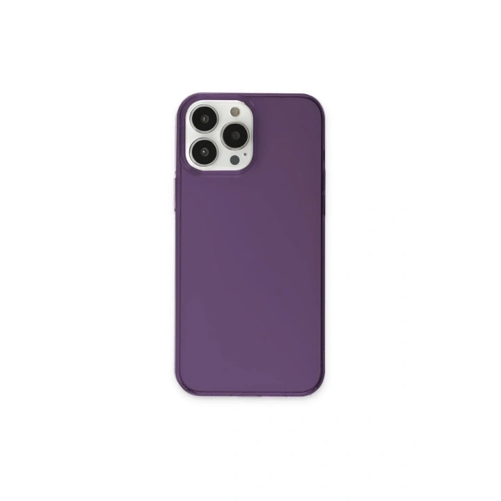 Mey İthalat®  iPhone 13 Pro Max Kılıf Pc Sert Şeffaf Kapak - Mor