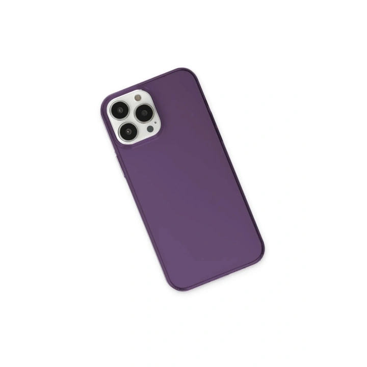 Mey İthalat®  iPhone 13 Pro Max Kılıf Pc Sert Şeffaf Kapak - Mor