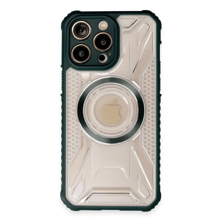 Mey İthalat®   iPhone 13 Pro Max Kılıf Prag Magneticsafe Kapak - Koyu Yeşil
