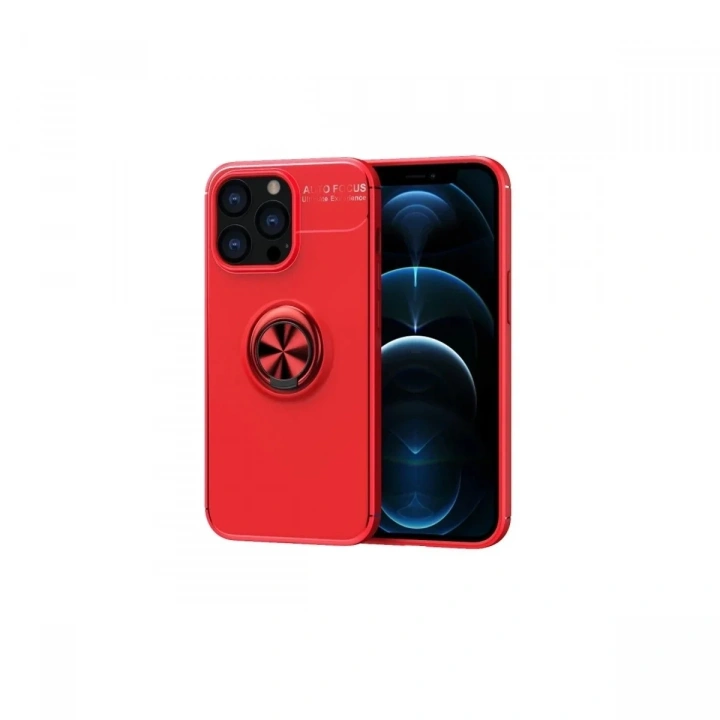 Mey İthalat®  iPhone 13 Pro Max Kılıf Range Yüzüklü Silikon - Kırmızı
