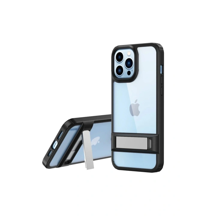 Mey İthalat®  iPhone 13 Pro Max Kılıf Rolet Stand Kapak - Siyah