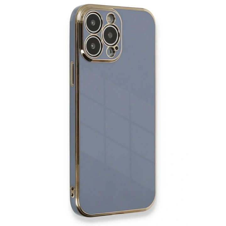 Mey İthalat®  iPhone 13 Pro Max Kılıf Volet Silikon - Mavi