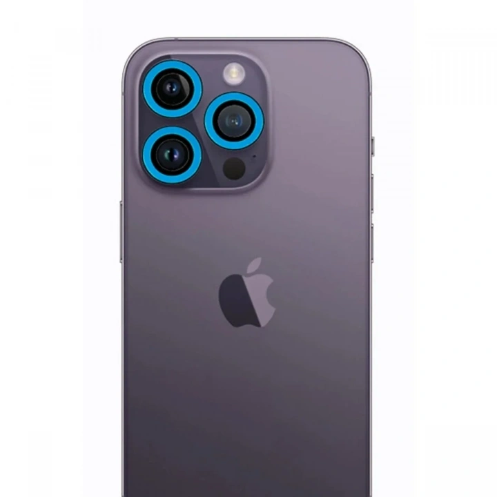 Mey İthalat®  iPhone 13 Pro Max Neon Fosforlu Kamera Lens - Mavi