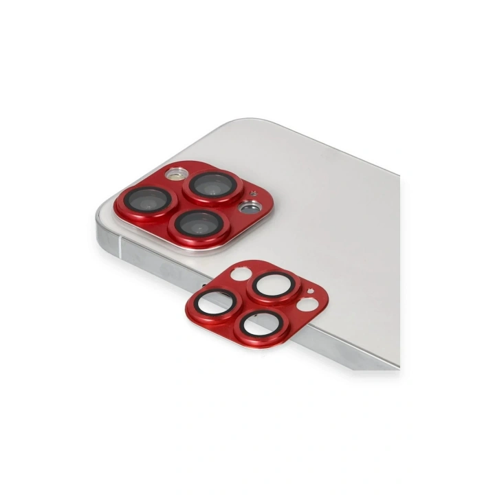 Mey İthalat®  iPhone 13 Pro Max Pers Alüminyum Kamera Lens - Kırmızı