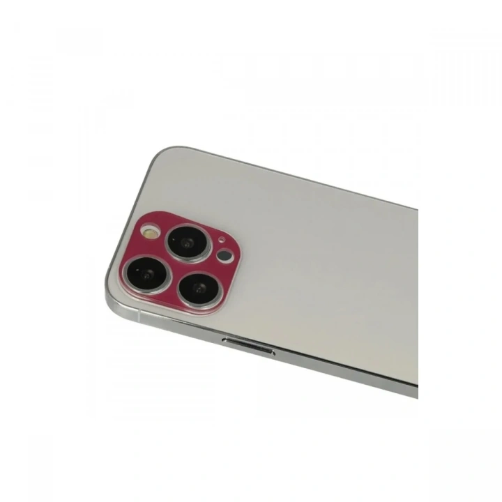 Mey İthalat®  iPhone 13 Pro Max Rainbow Kamera Lens Koruma Cam - Koyu Kırmızı