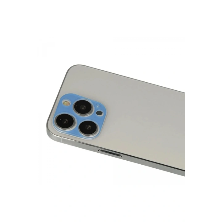 Mey İthalat®  iPhone 13 Pro Max Rainbow Kamera Lens Koruma Cam - Mavi