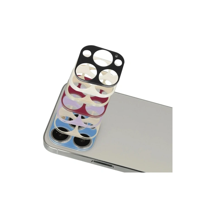 Mey İthalat®  iPhone 13 Pro Max Rainbow Kamera Lens Koruma Cam - Mor