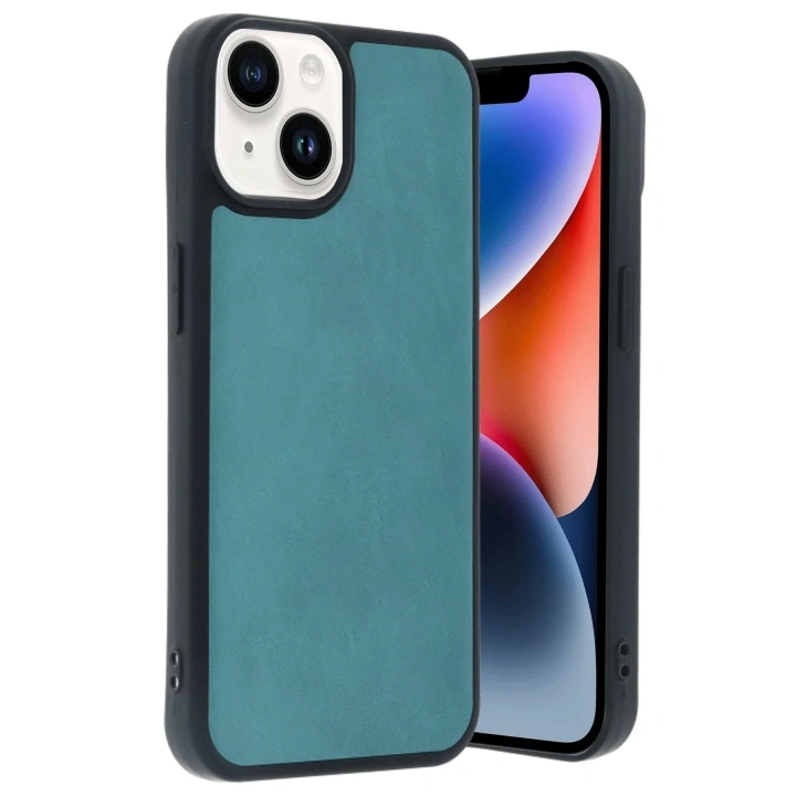 Mey İthalat®  iPhone 14 Kılıf Aras Deri Kapak - Açık Yeşil