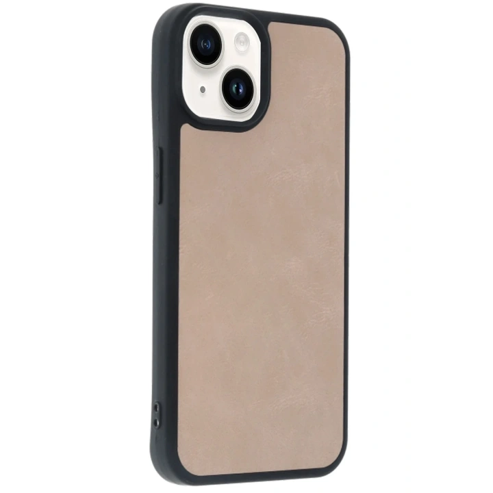 Mey İthalat®  iPhone 14 Kılıf Aras Deri Kapak - Pudra