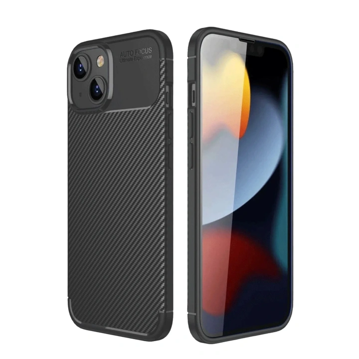 Mey İthalat®  iPhone 14 Kılıf Auto Focus Karbon Kapak - Siyah