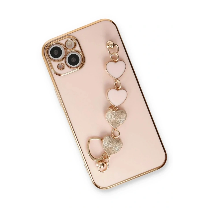 Mey İthalat®  iPhone 14 Kılıf Esila Silikon - Pudra