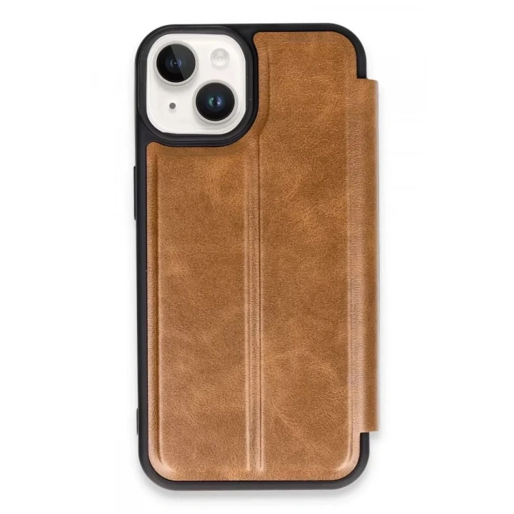 Mey İthalat®   iPhone 14 Kılıf Flip Cover - Taba