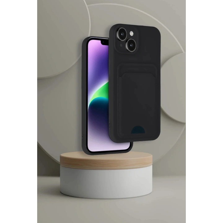 Mey İthalat®  iPhone 14 Kılıf Kelvin Kartvizitli Silikon - Lacivert