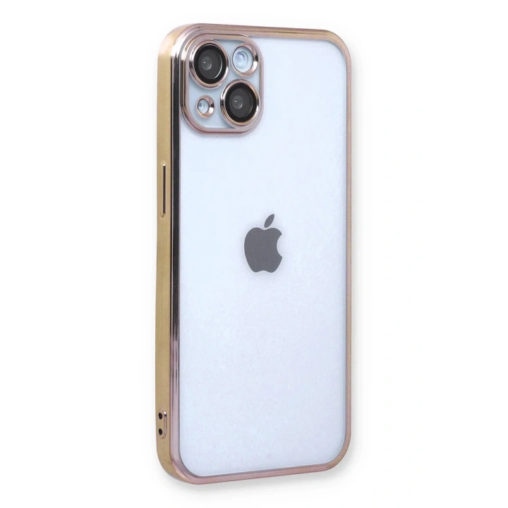 Mey İthalat®  iPhone 14 Kılıf  Lensli Silikon - Gold