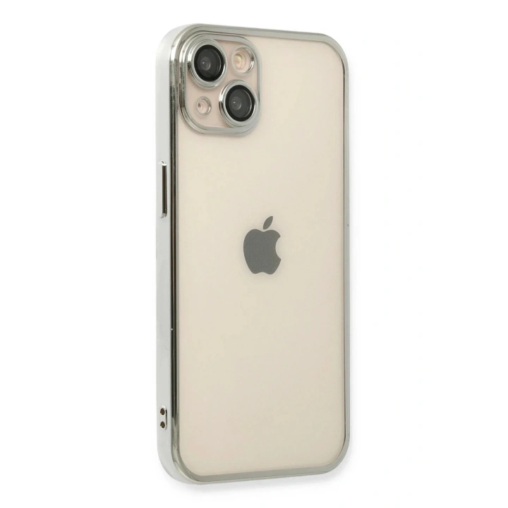 Mey İthalat®  iPhone 14 Kılıf  Lensli Silikon - Gümüş